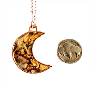 Fossilized Palm Wood Moon Necklace