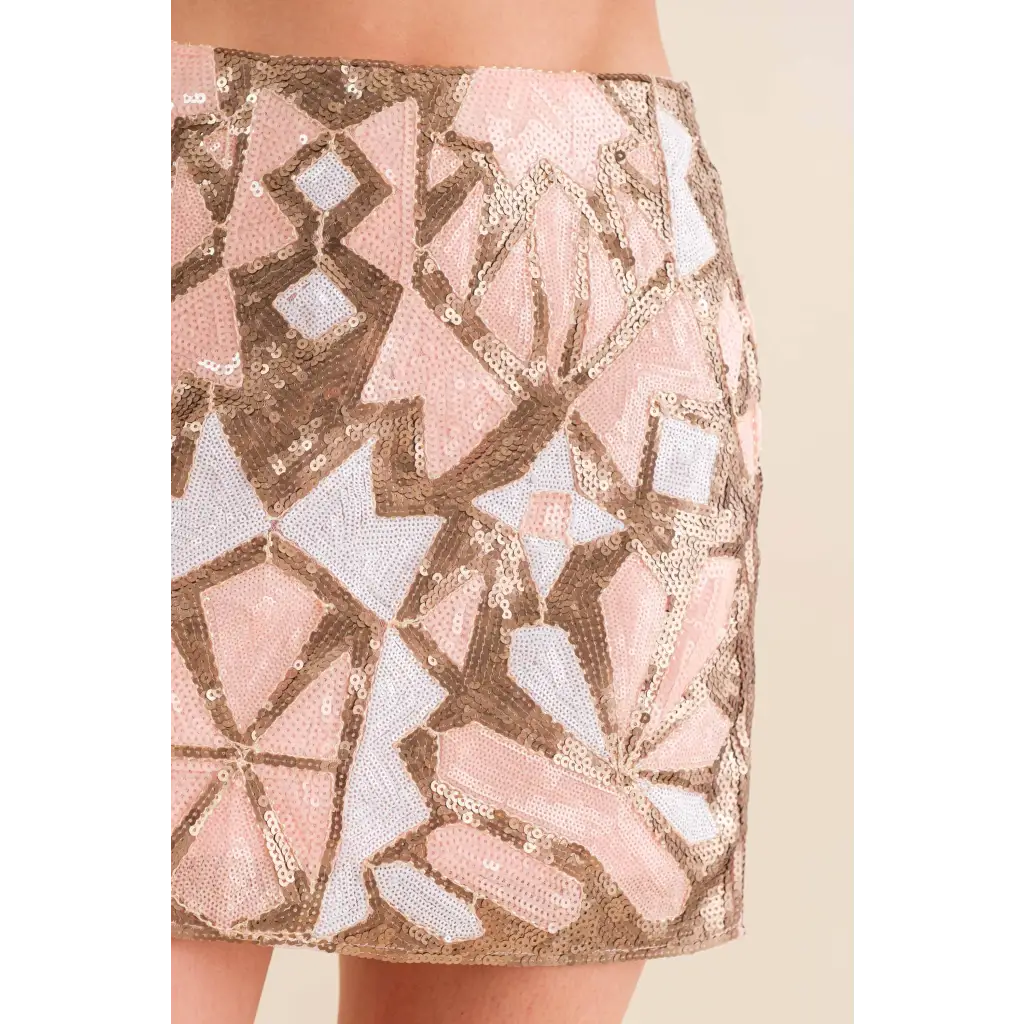 Geo Pattern Sequin Multi Color Mini Skirt
