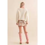 Geo Pattern Sequin Multi Color Mini Skirt