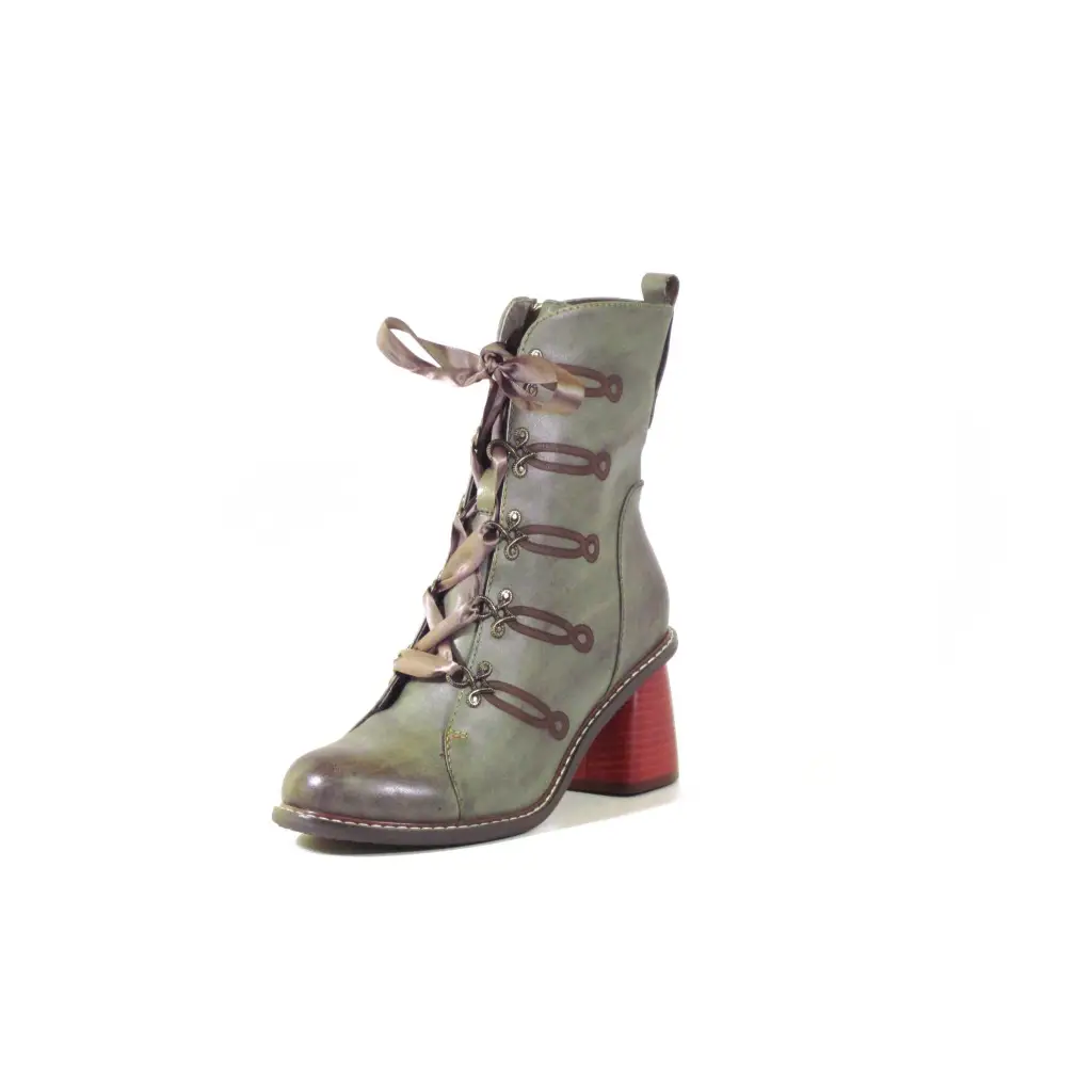 Geraldine Leather Retro Laceup Booties