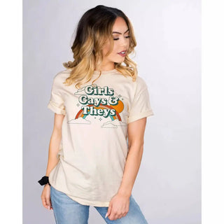 'Girls, Gays and, Theys' Shirt - The Boho Depot