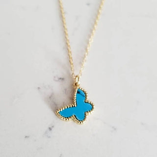 Gold Turquoise Howlite Butterfly Necklace