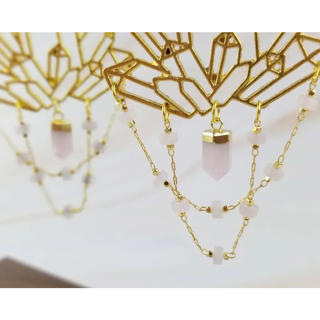 Gold Gemstone Cluster Earrings - Healing Crystal