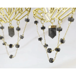 Gold Gemstone Cluster Earrings - Healing Crystal Earrings