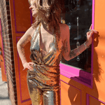 Wide leg sequin jumpsuit movement and flow