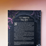 Back cover of Goth Garden book describing dark gardening and plant lore