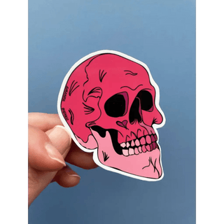 Goth Punk Feminist Pink Skull Sticker