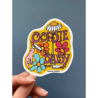 Groovy Daisy Flower Punk Retro Horror Sticker - Yellow