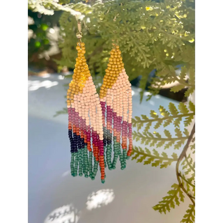 Gwen Geometric Handmade Seed Bead Dangle Earrings