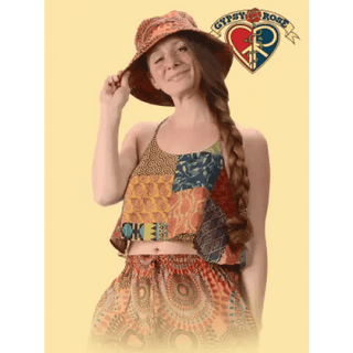 Gypsy Rose - Cotton Print Patchwork Halter Top