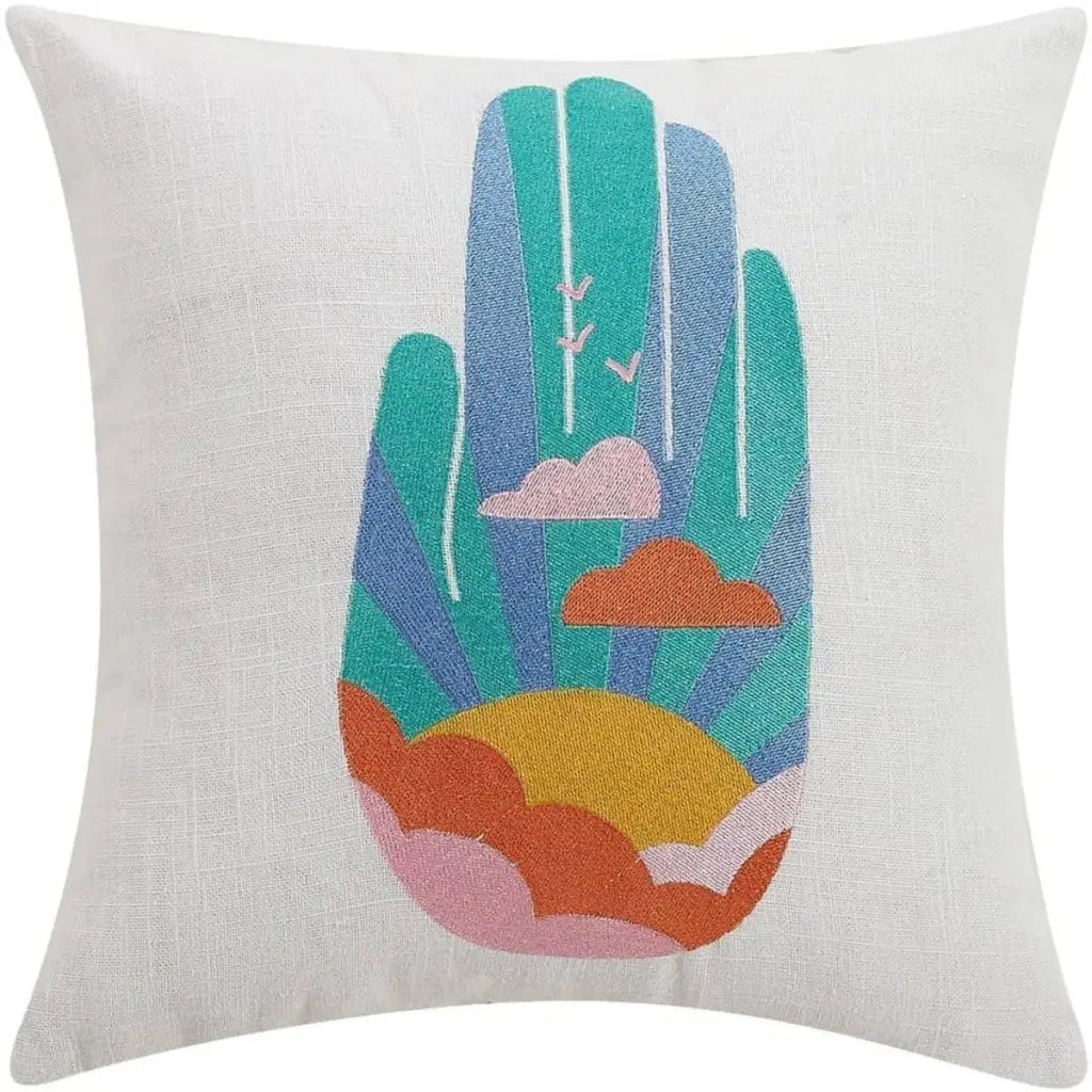 Hamsa Horizon Embroidered Pillow