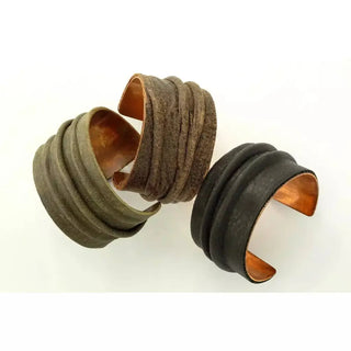 Handmade Copper And Leather Cuffs