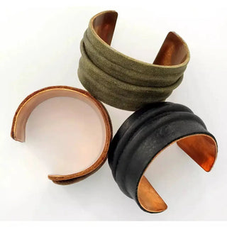 Handmade Copper And Leather Cuffs