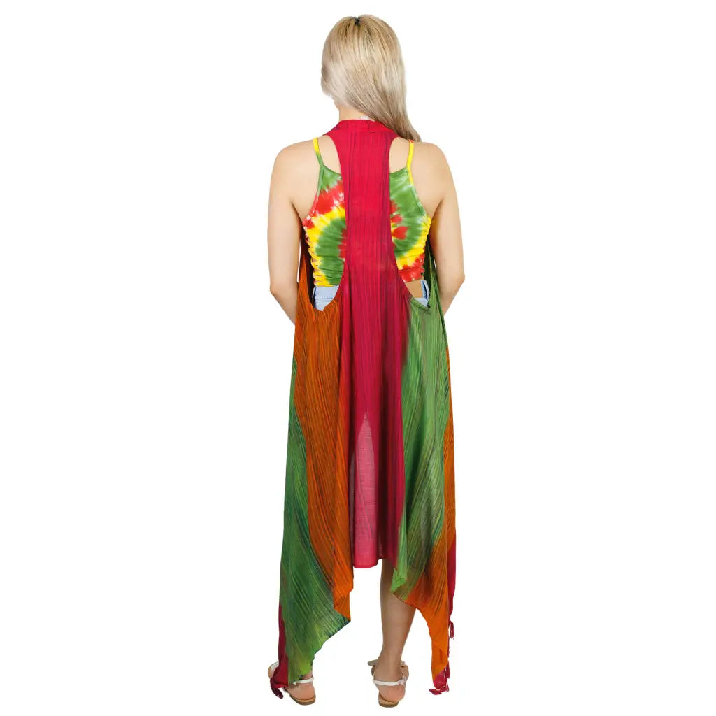 Hashtag Maxi Fringed Vest: One Size / Sage