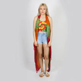 Hashtag Maxi Fringed Vest: One Size / Sage