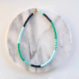 Heishi Bead Necklace - Aqua/Kelly/Midnight