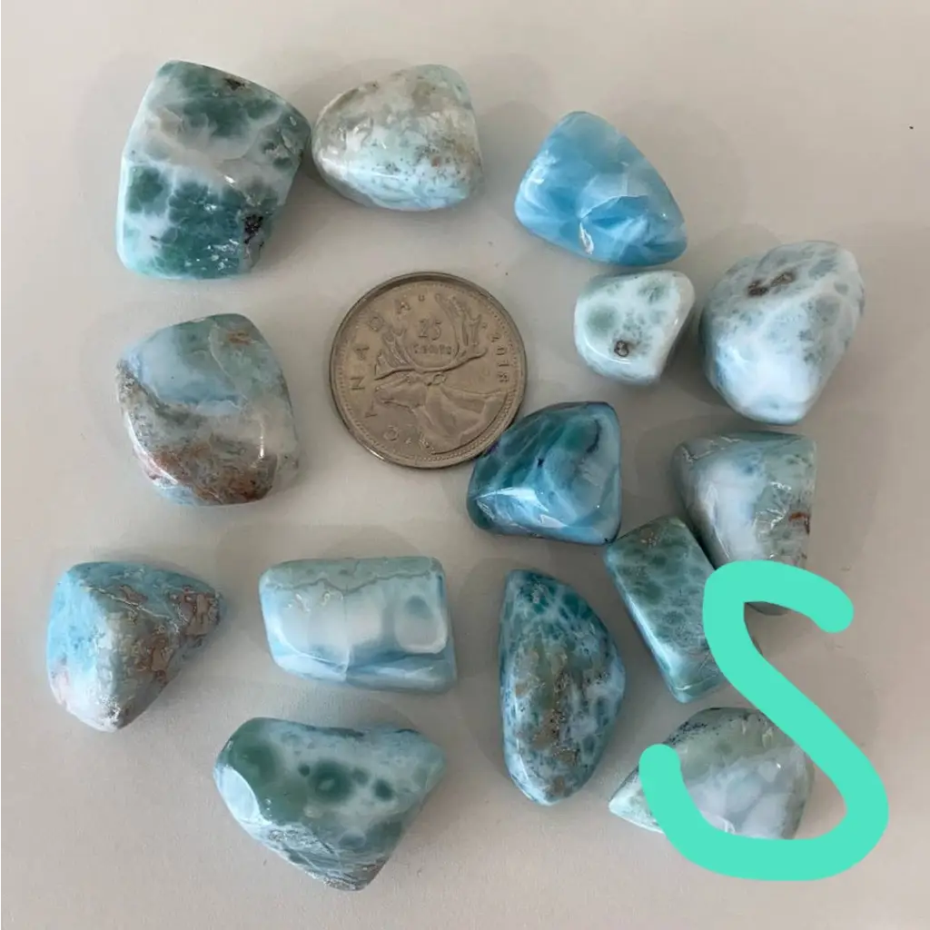 High Quality Larimar Stone - Tumbled Small quarter size