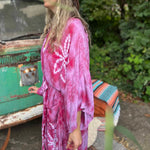 Pocket detail of pink hand-dyed hippie boho kimono