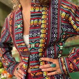 Unisex festival trench coat layered over casual boho outfit