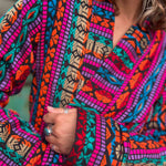 Cuffed sleeve detail on handmade cotton boho jacket