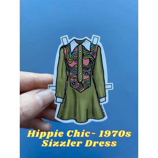 Historical Fashion Costume Paper Doll Toy Stickers - Hippie