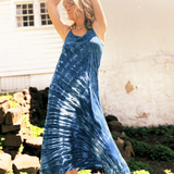 indigo tie dye boho rayon dress free size