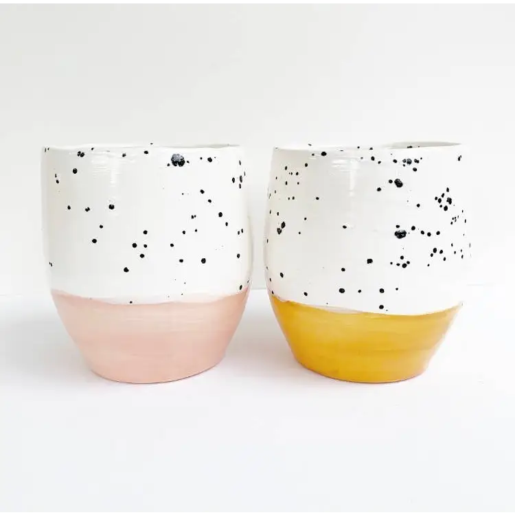 Inky Pots Large - Coral & Mustard