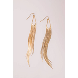 Jaeda Gold Chain Fringe Earrings by Janna Conner