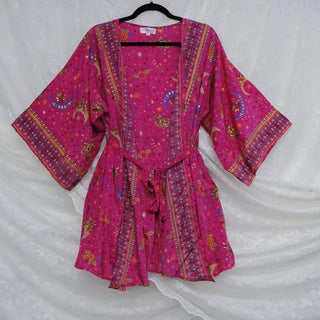 Silk Boho Hippie Celestial Kimono with Pockets