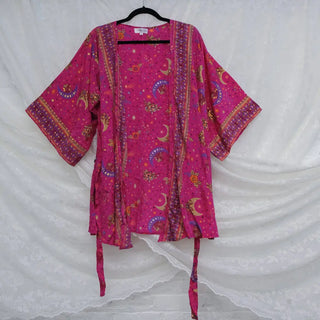 Silk Boho Hippie Celestial Kimono with Pockets