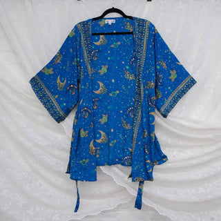 Silk Boho Hippie Celestial Kimono with Pockets