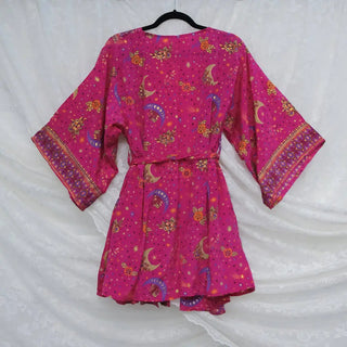 Silk Boho Hippie Celestial Kimono with Pockets