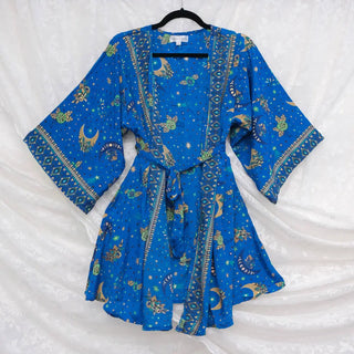 Silk Boho Hippie Celestial Kimono with Pockets