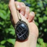 Real Spider Web Necklace - Antique Bronze