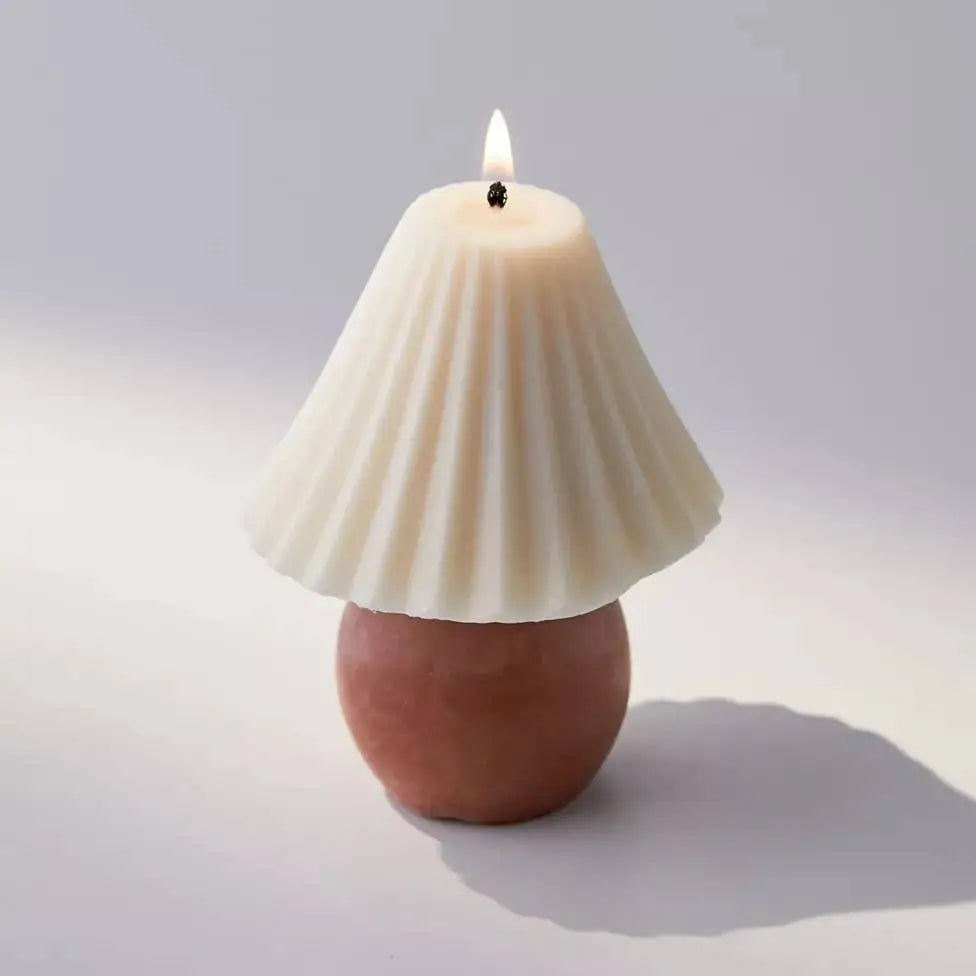 Lamp Shaped Soy & Beeswax Candle - White and Brown