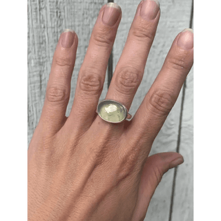 Large Prehnite Sterling Silver Ring - The Boho Depot