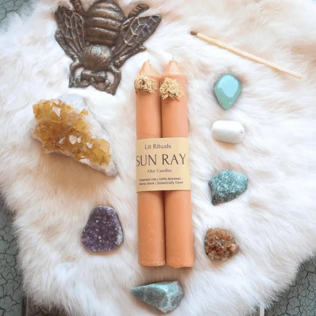 Large ’Sun Ray’ Beeswax Altar Candles