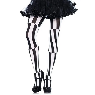 Striped Optical Illusion Tights: Black/White / One Size