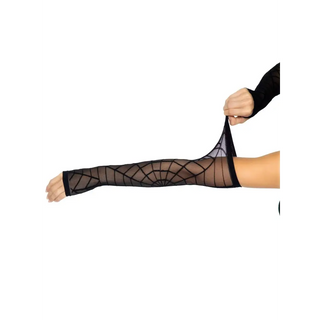 Leg Avenue - Spider Web Arm Warmer Gloves: Black / One Size