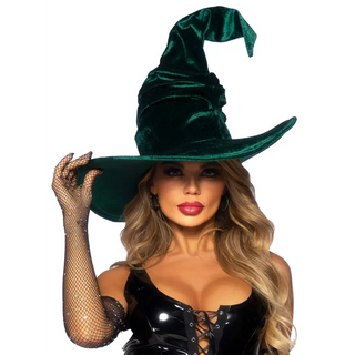 Leg Avenue - Velvet Ruched Witch Hat: Emerald / One Size