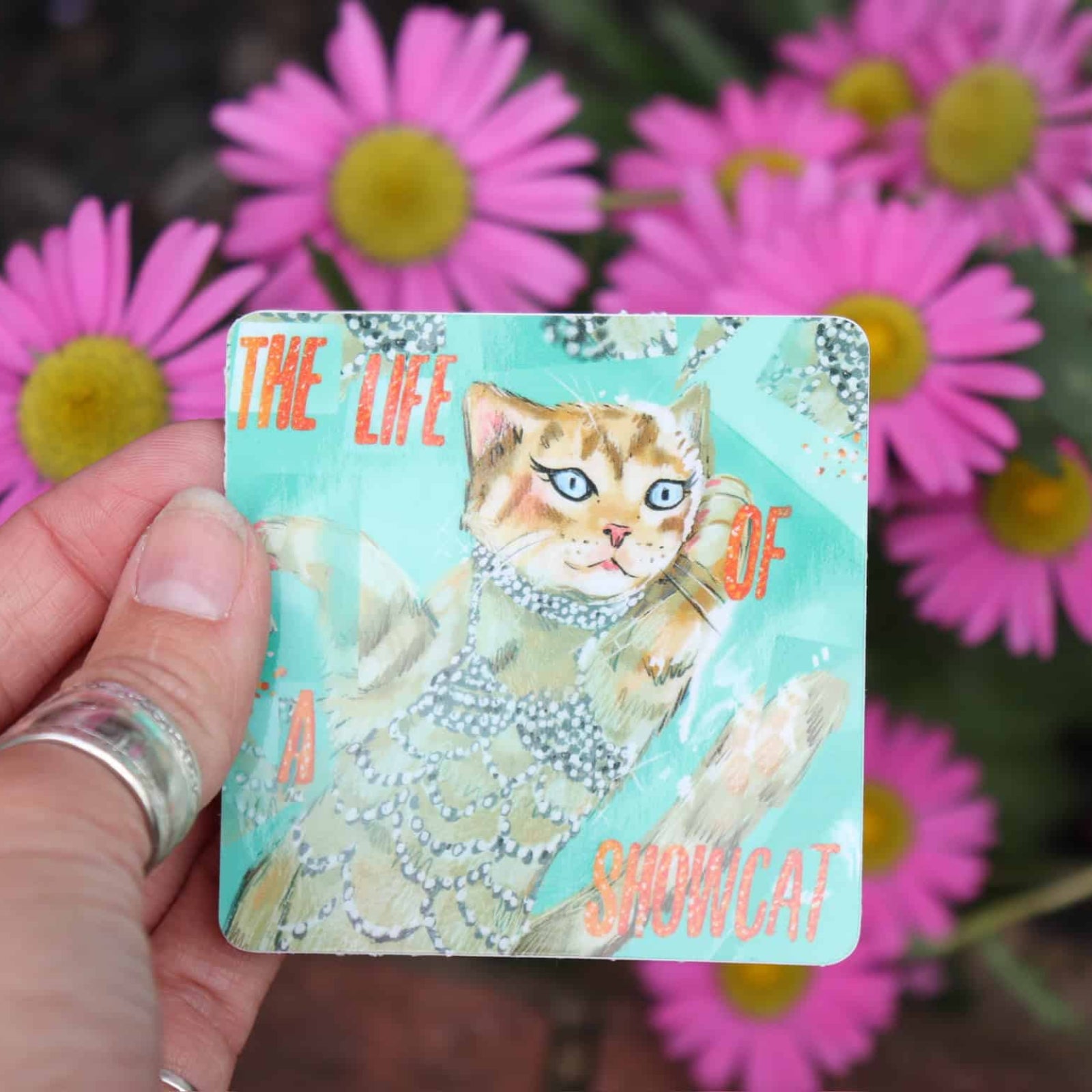 Life of a Showcat Vinyl Sticker – glossy waterproof cat showgirl sticker for laptops and water bottles