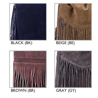 Long Fringed Suede Bag | Gray - GRAY