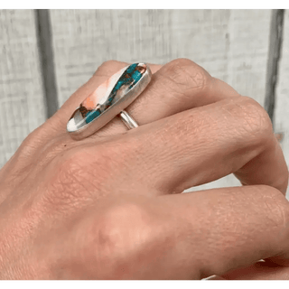 Turquoise Sterling Silver Ring - Oyster Copper - 8