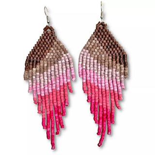 Clay Beaded Earrings - Tikal - Pink Mocha - earrings