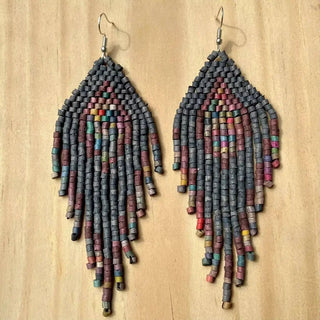 Clay Beaded Earrings - Tikal - Washed Blue Diamond