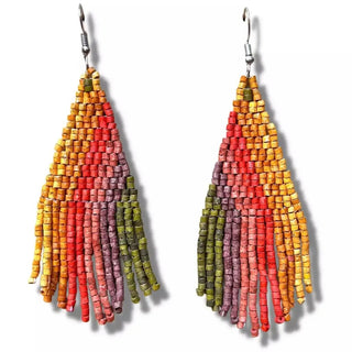 Clay Beaded Earrings - Tikal - Sunset - earrings