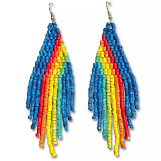 Clay Beaded Earrings - Tikal - Blue Rainbow - earrings