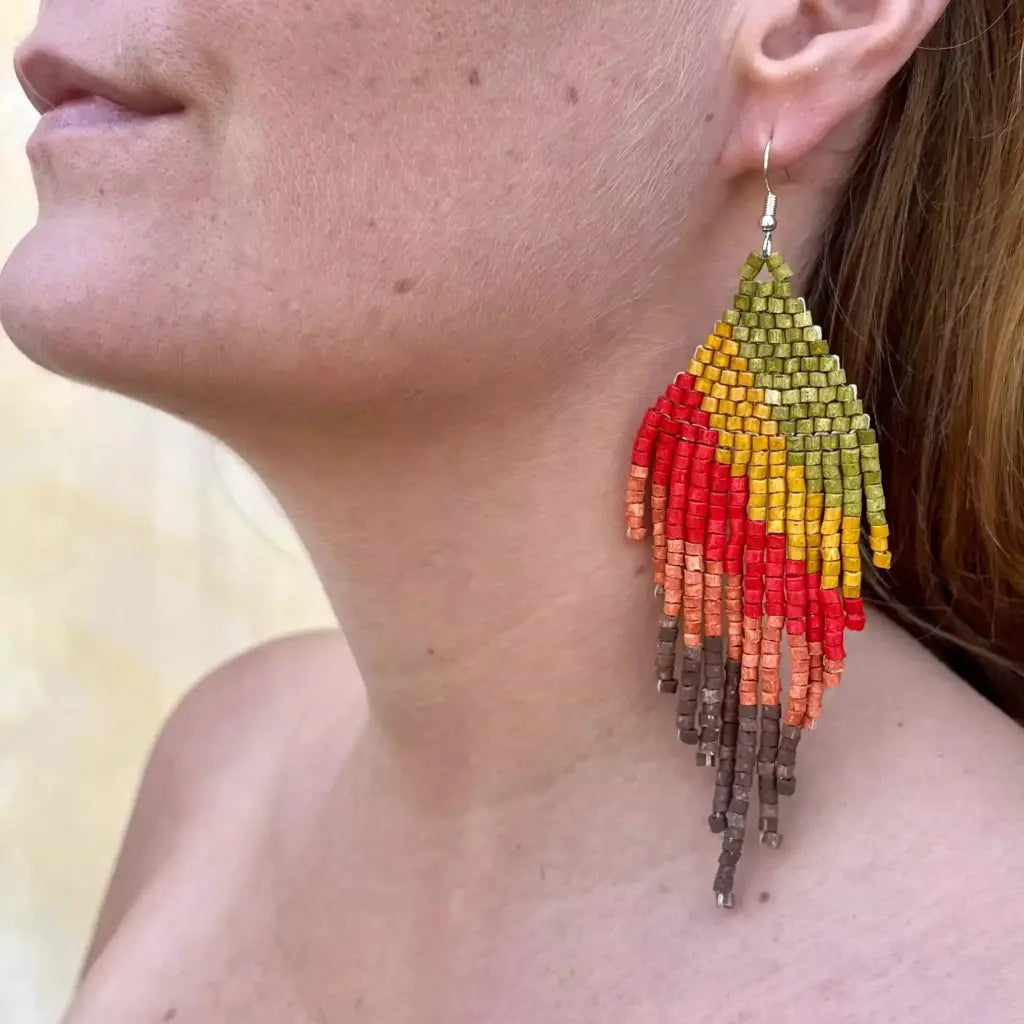 Los Colores de la Tierra Clay Beaded Earrings - Tikal