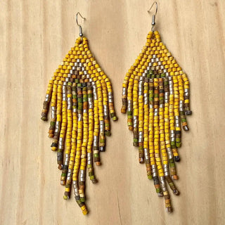 Clay Beaded Earrings - Tikal - Yellow Diamond - earrings