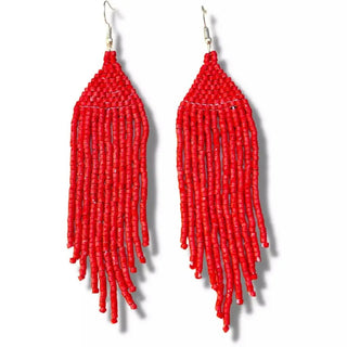 Clay Beaded Earrings - Tikal - Solid Red - earrings